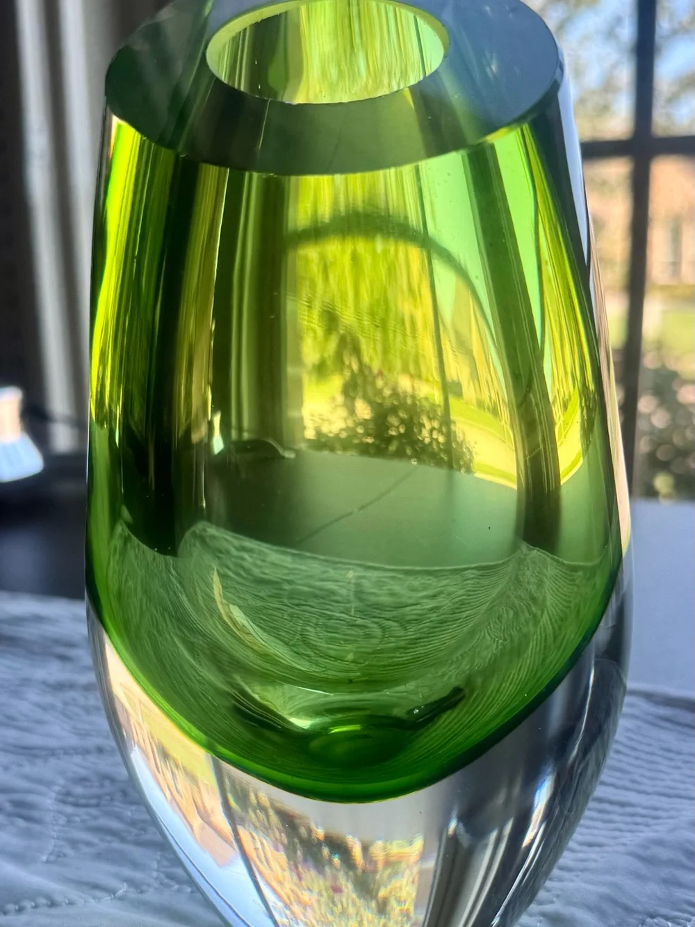Green Glass Art Vase - Elegant Blended Green